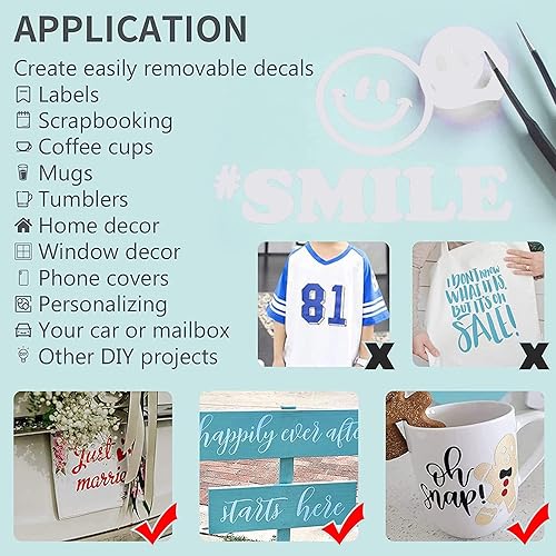 Miniatura 5 de Lya Vinyl Vinilo permanente blanco mate, vinilo de 12 pulgadas x 46 pies para Cricut rollo de vinilo adhesivo blanco mate para Cricut, Silueta,