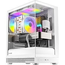 Okinos Aqua UNO Micro ATX Case, No Radiator Support, Max GPU Length 309mm, Quick-Release Panoramic Tempered Glass Front & Side, 3x120mm ARGB Fans Pre-Installed, Type-C 5Gbps, Polar White