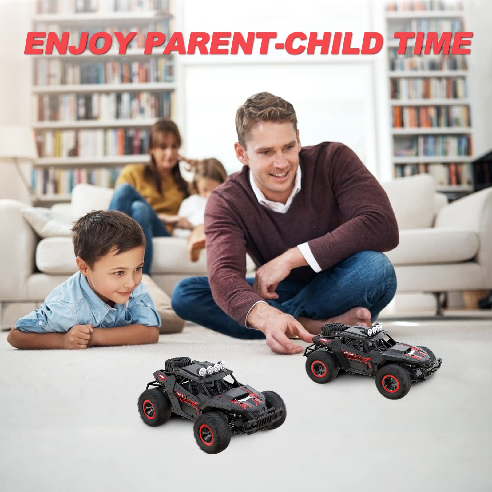 1: 16 Coche de Control Remoto, 20 km/h Camión de Coche Teledirigido de 2,4 GHz, Coche de Control Remoto Súper Genial con 2 Baterías Recargables, 70 Minutos de Juego，Perfecto Regalo para Niños