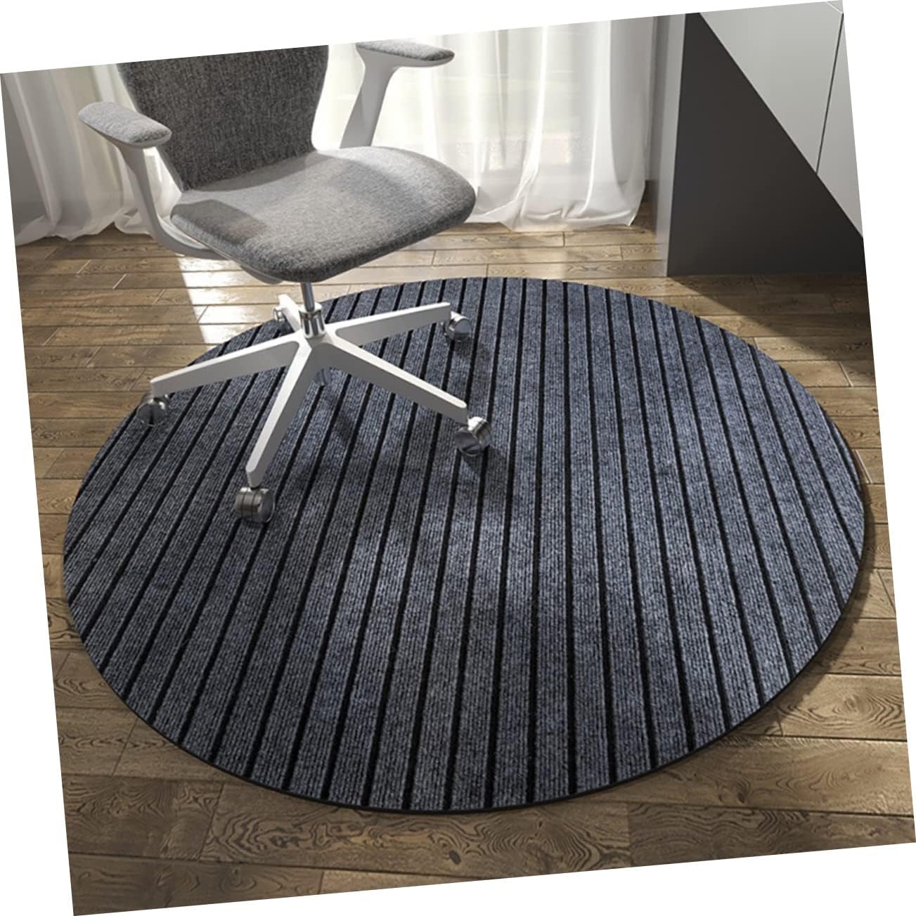 Non-Slip Office Chair Mat for Hardwood Floors Round Plush Floor Protector for Gaming and Home Office Sturdy Computer Chair Mat 1.5m Diameter