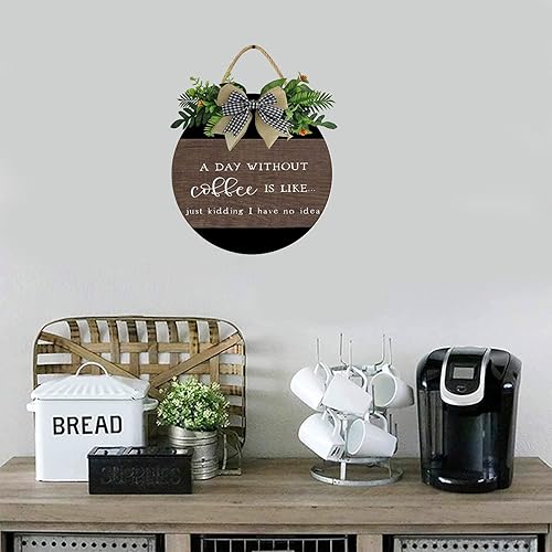 Miniatura 10 de KPSheng Letrero de barra de café, decoración de pared de barra de café, 11 pulgadas, letreros de madera de café para decoración del hogar, arte,