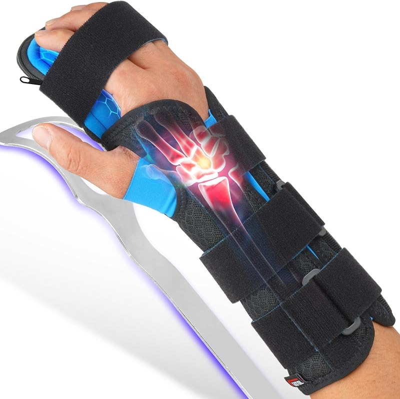 Férula de mano en reposo Inmovilizador nocturno con férulas extraíbles - Alivio del dolor para el túnel carpiano, recuperación de accidentes cerebrovasculares, artritis, tendinitis - Soporte funcional Muñequera y dedo - Derecha Mediana - Para hombres y mujeres