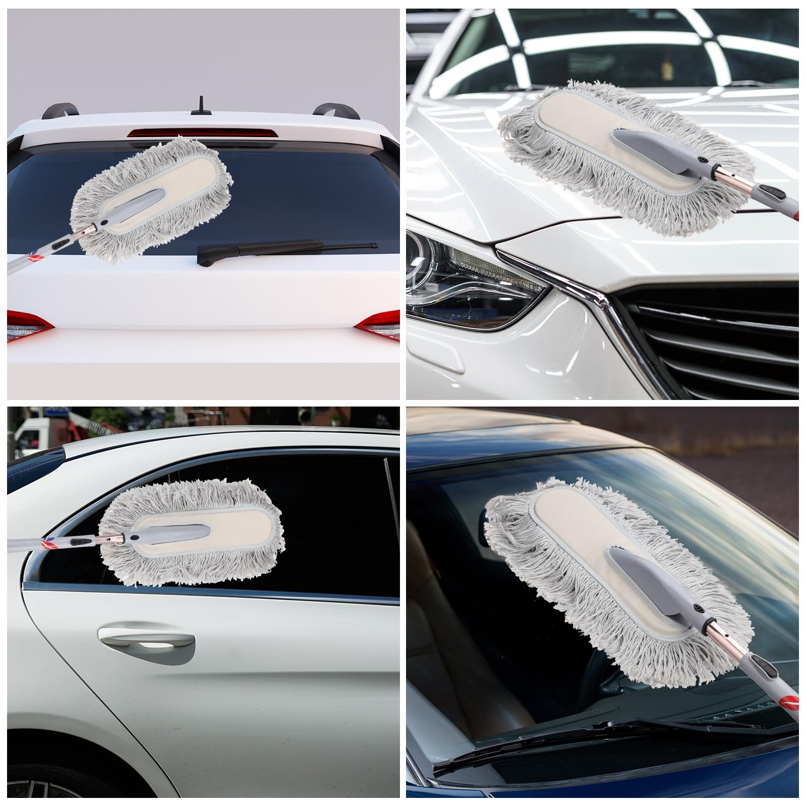 sourcing map Brosse de nettoyage extérieure anti-rayures pour voiture, outil de nettoyage de voiture souple haute densité avec poignée rétractable pour voiture, SUV, camion, moto, nettoyage de la