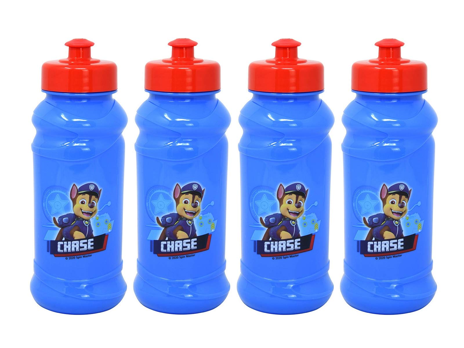 4-Pack Paw Patrol Chase 16oz Pull-Top Squirt Water Bottles, Blue/Red, BPA-Free