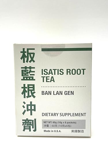 Isatis Root Tea Ban Lan Gen Suplemento herbario tradicional 0.35 oz x 6 paquetes sin azúcar