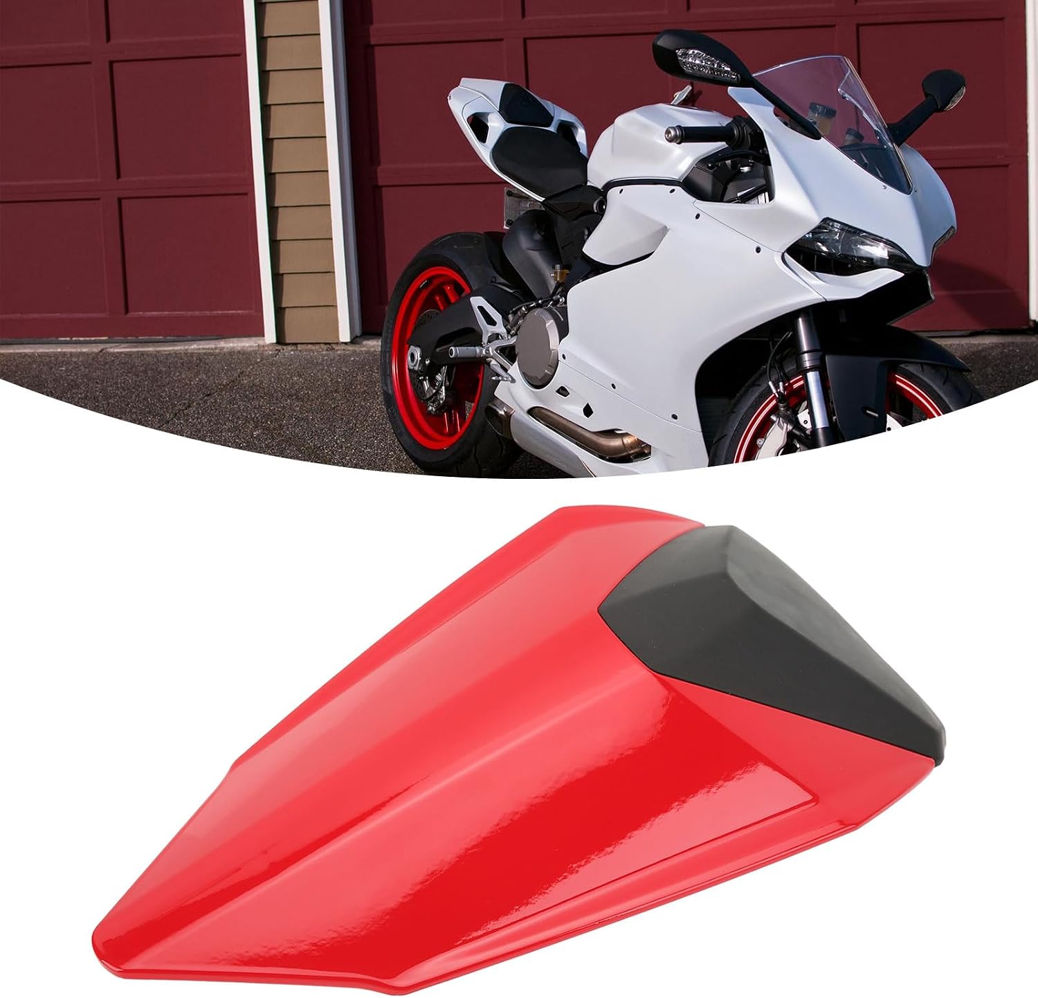 Rear Seat Cowl Fairing Tail Passenger Seat Injection Box Cover Replacement for Ducati 899 2012‑2015 (Red)