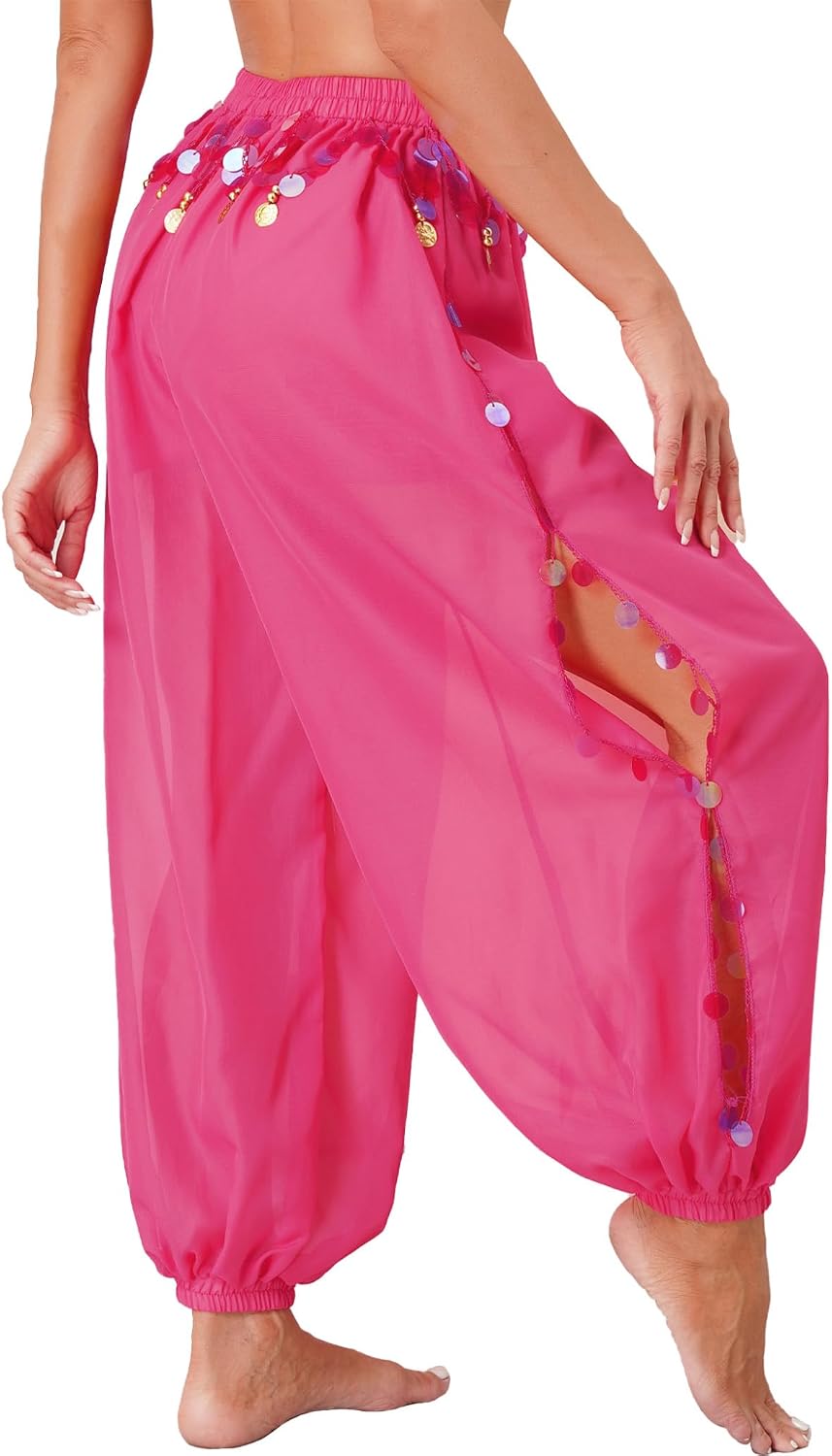 Womens Belly Dance Lantern Pants Arabic Halloween Harem Pants Fancy Costumes