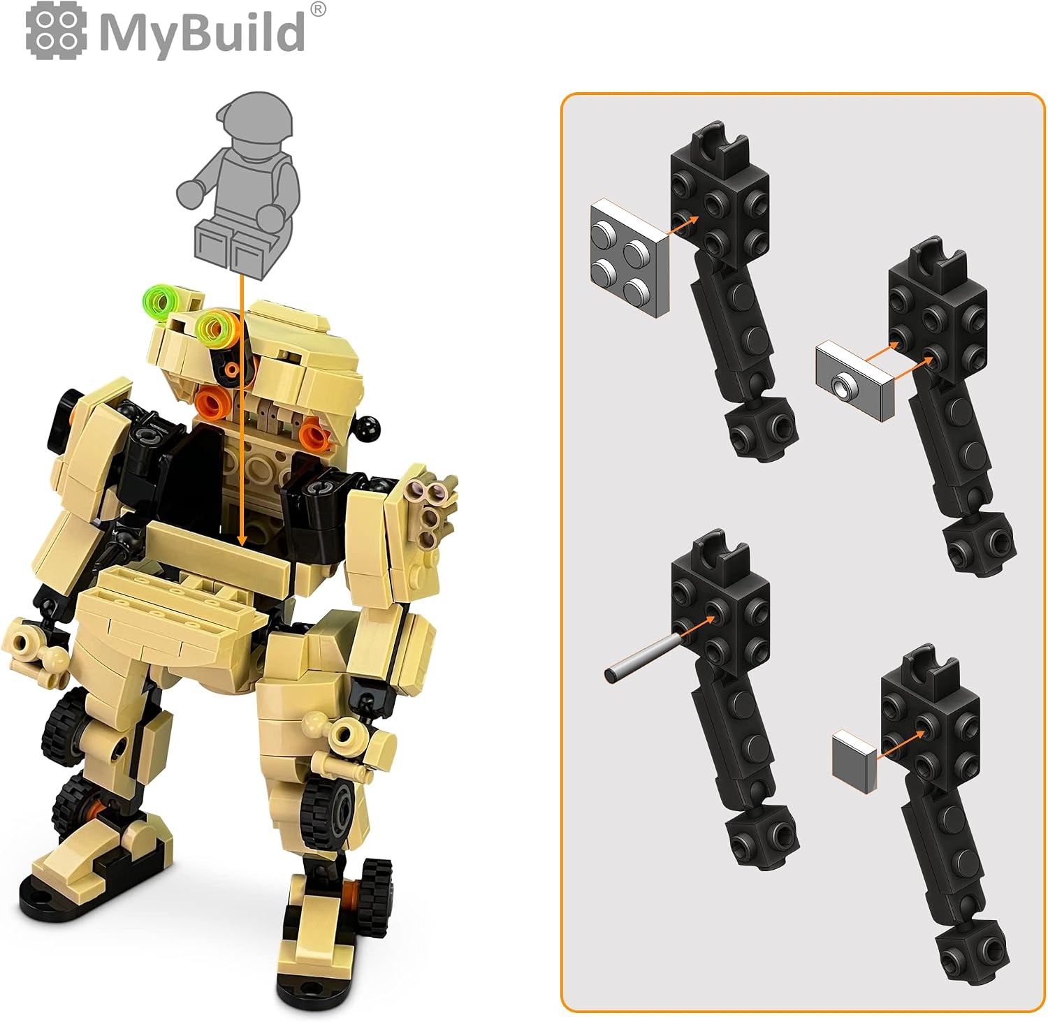 MyBuild Mecha Frame Armed Forces Stryker 5020 Desert Armor Robot Blocks Toy Building Bricks Collection for Children to Adult Action Model Mech Set for Fans of Age 12+