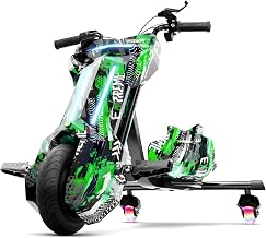Tygatec 3-Wheel Drifter with LED Lights and Bluetooth, Ideal for Kids 6+ Years, Front Disc Brakes, 15 km/h Top Speed, 3-Hour Charging, 120kg Weight Capacity (Green)