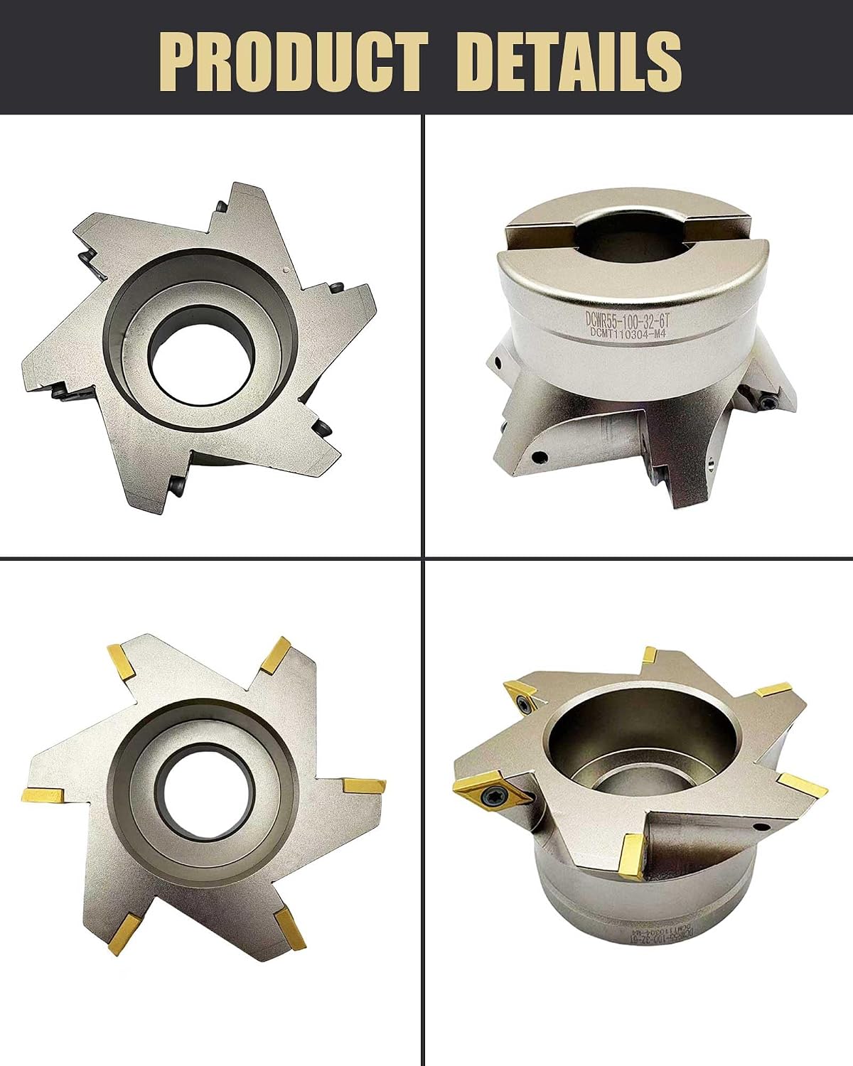 DCWR55-100-32-6 Dovetail Milling Cutter with 10pcs DCMT11T304 Inserts,42CrMo Alloy Steel for Face Milling, Chamfering, Profiling & Root Cleaning, High-Efficiency Anti-Vibration Design