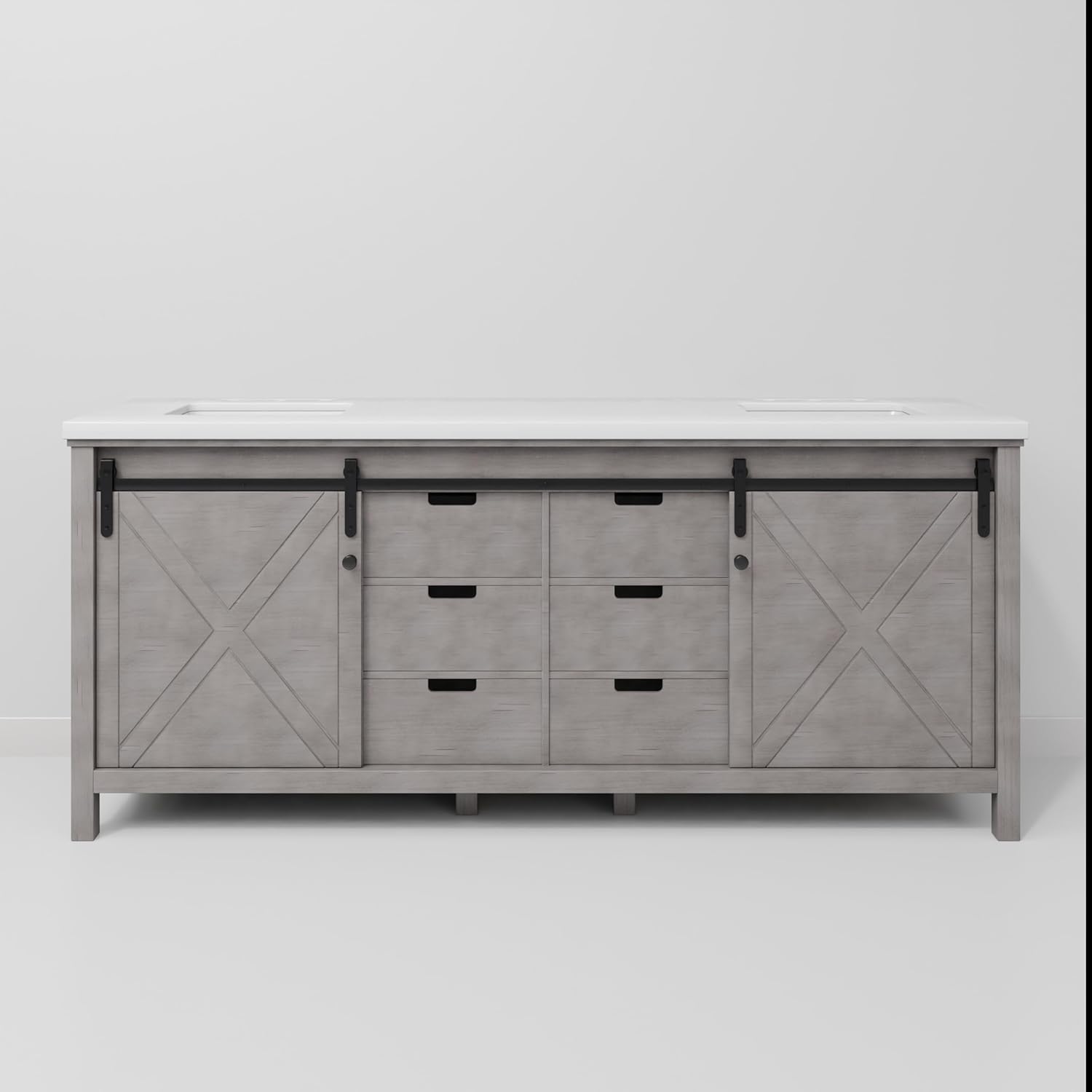 Marsyas 80 in W x 22 in D Ash Grey Double Bath Vanity and Cultured Marble Countertop