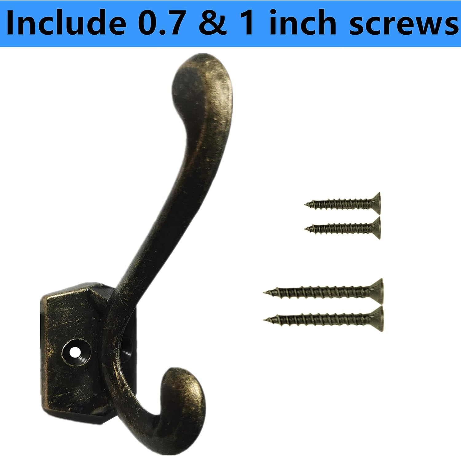 Mestep 6 Pack Rustic Coat Hooks Wall Mounted Robe Double Dual Hooks Heavy Duty Prong Hooks with 24 Screws for Hanging Coat, Robe, Key, Hat, Cup, Bag, Scarf (Bronze) : Home & Kitchen