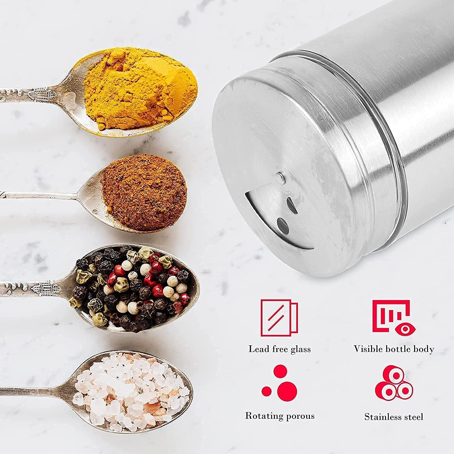 Stainless Steel Salt & Pepper Shakers - Elegant Set -7