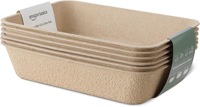 Amazon Basics Boîte à litière pour chats jetables, voyages multi-usages & Boite à la maison, 6-Pack, grand 36.5cm x 46cm