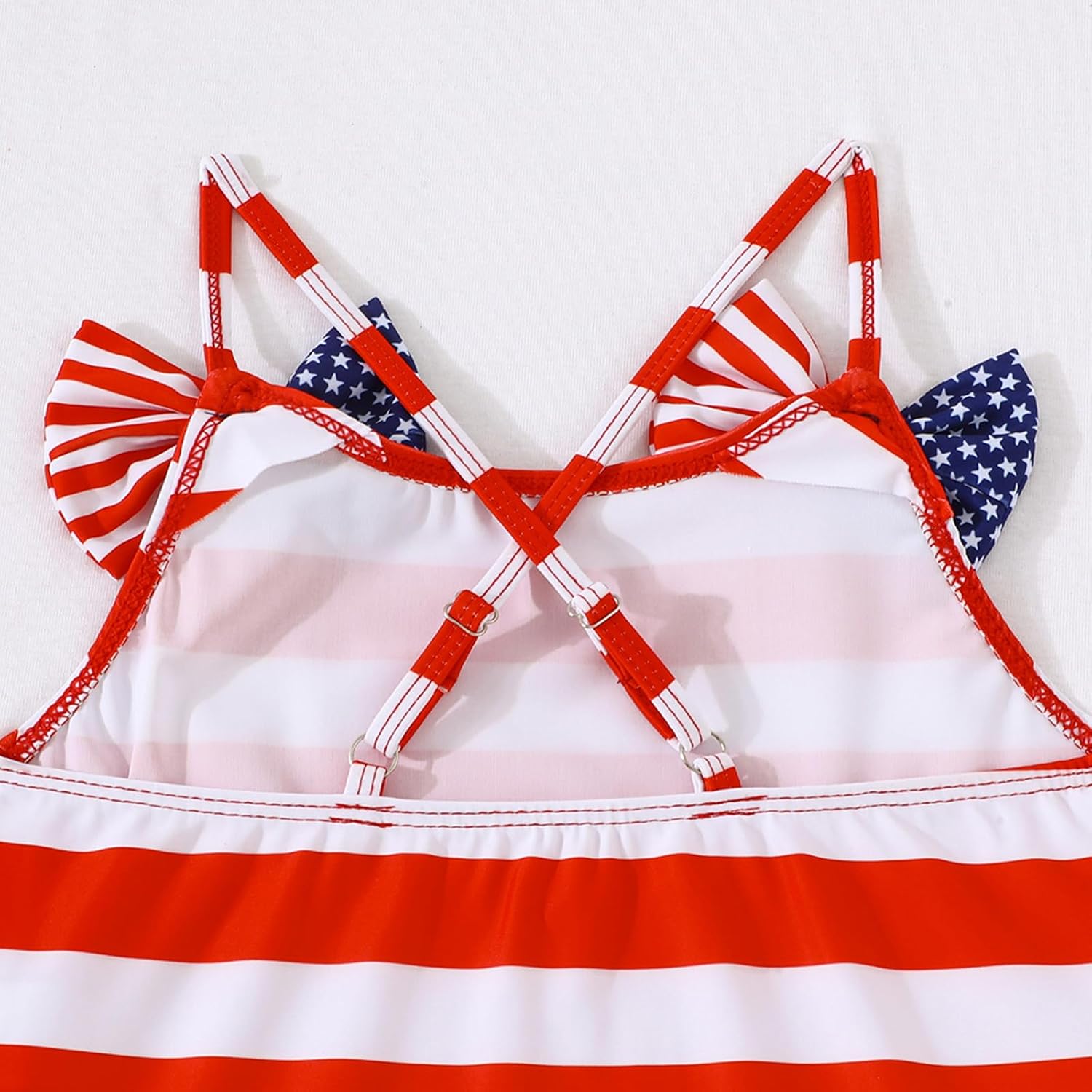 Girls Swimsuits Two Piece American Flag Bathing Suit Quick Dry Beach Swimwear with Adjustable Strap 4-12 Years