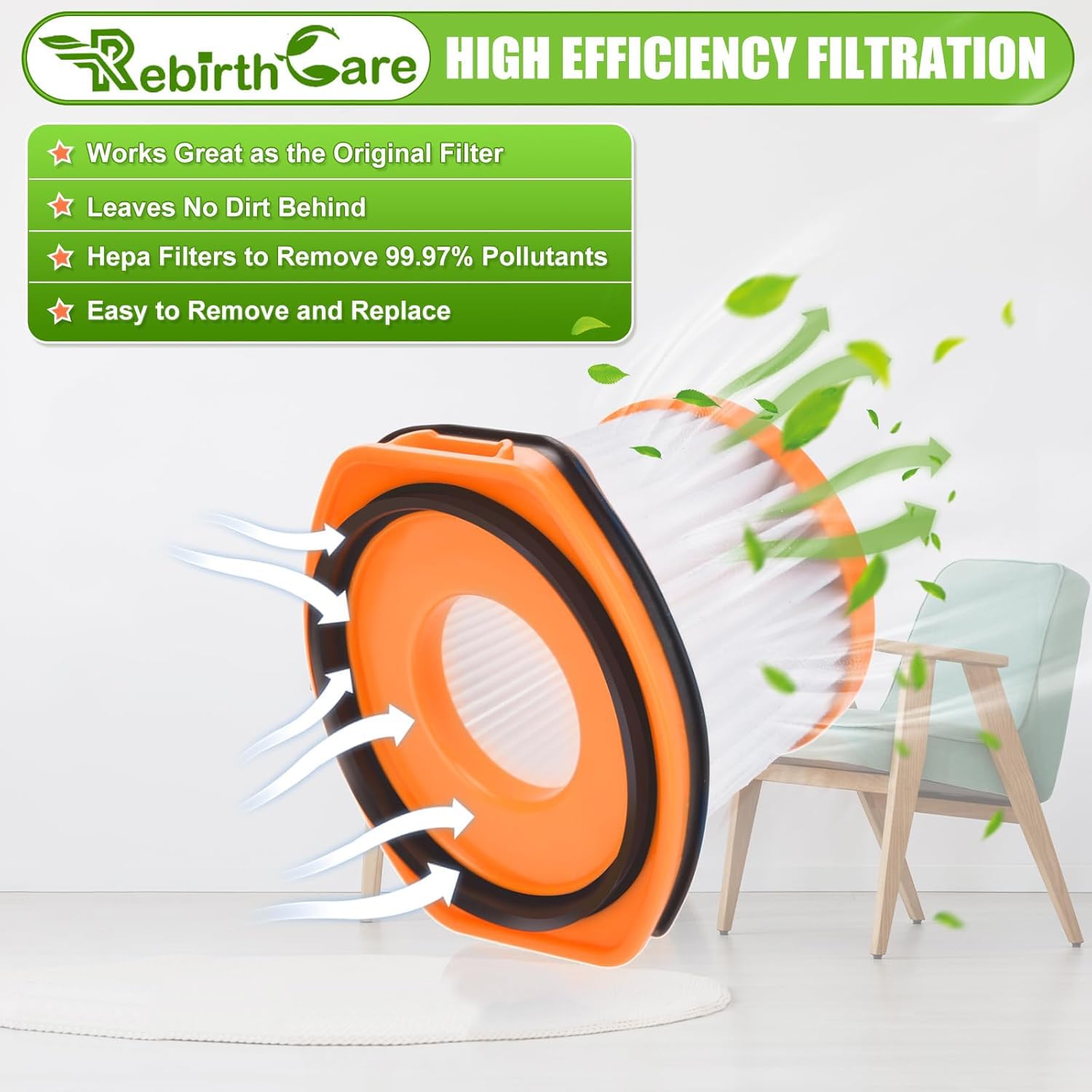 Rebirthcare filters for shark wandvac system wv361uk/ wv361gduk/ wv361pluk/ wv361rguk/ wv361bluk/ wv362ukt/ wv362rgukt/ wv362blukt vacuum filter replacement parts accessories - Image 4
