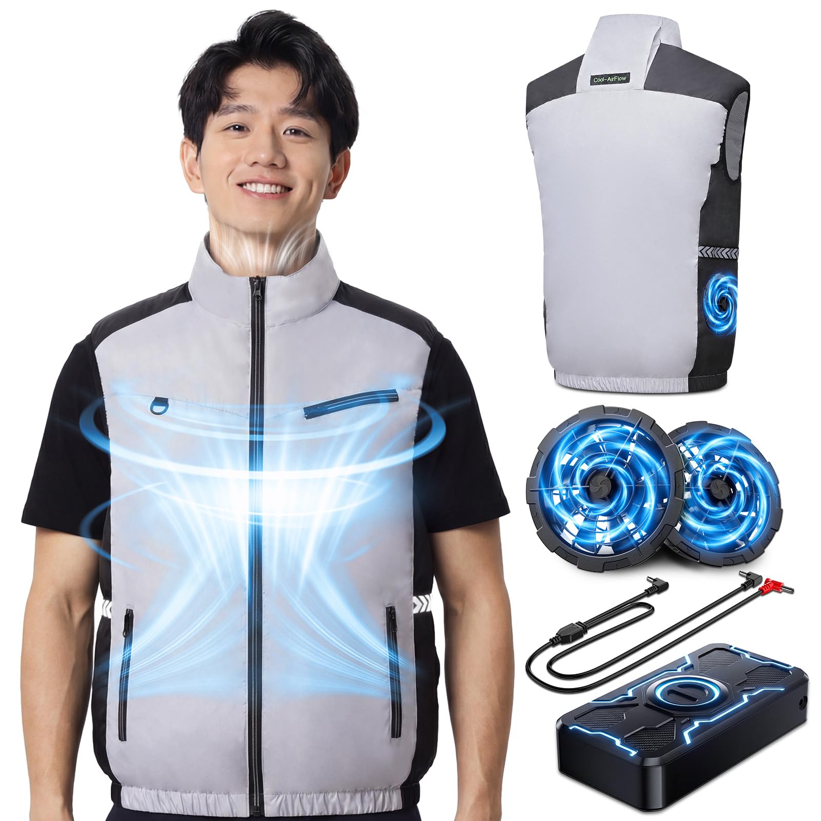 【2026最新 空調作業服 46000mAh大容量バッテリー -23℃瞬間冷却 】 ファンバッテリーセット ベスト 作業用 冷却 暑さ対策