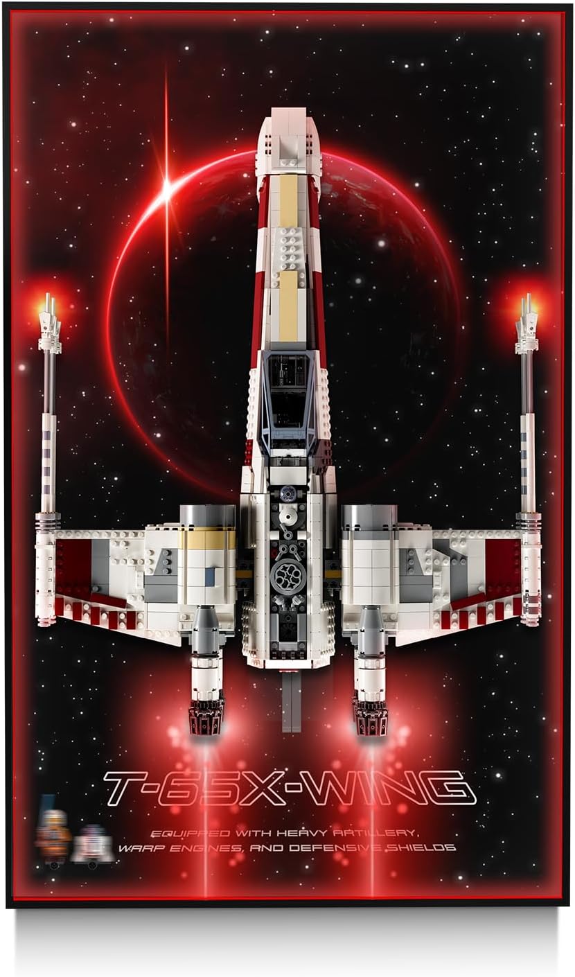 31x20 Inch LED Wall Mount Display Frame Compatible with LEGO Star Wars UCS X-Wing Starfighter 75355 | Showcase Board for Ultimate Collector Series | Turn Build into Wall Art (Board Only)