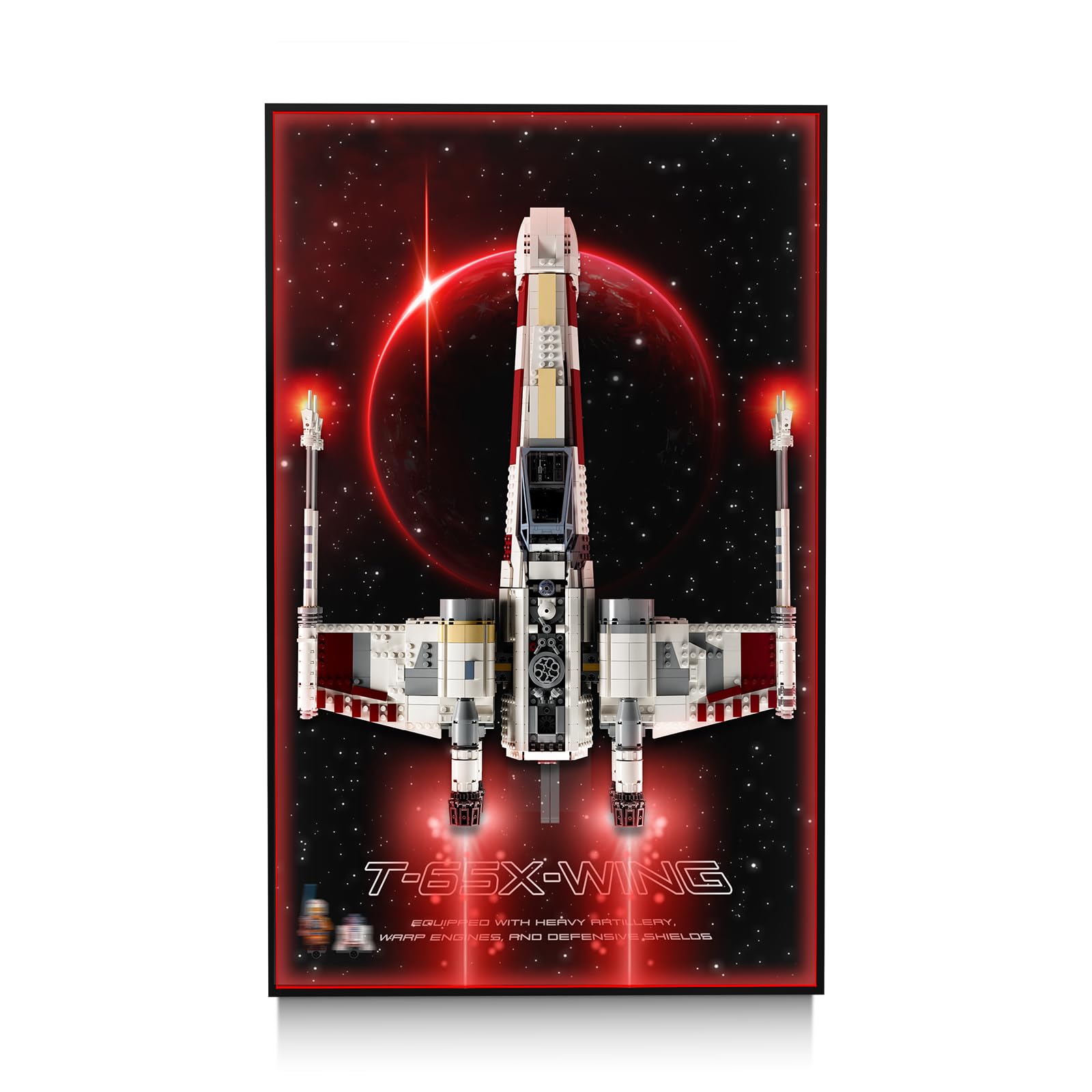 Cornice da parete a LED da 70,8 x 50,8 cm, compatibile con LEGO Star Wars UCS X-Wing Starfighter 75355, vetrina per serie Ultimate Collector, trasformarsi in arte da parete (solo tavola)