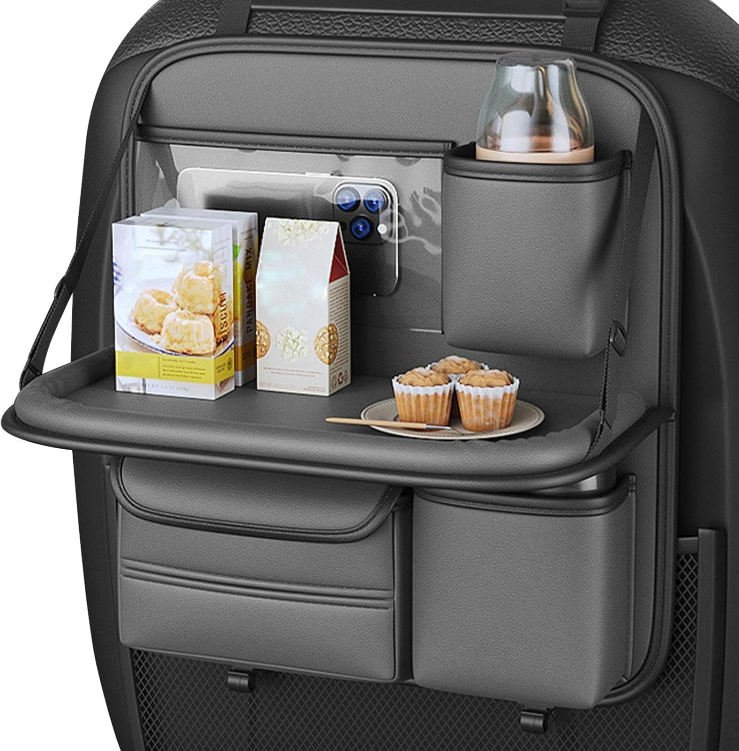 Autositz Rücksitz Organizer für Ford Thunderbird 2005, Auto Rückenlehnenschutz Multifunktional Wasserdicht Rücksitz Organizer Klapptisch,Grey