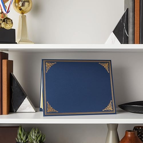 Miniatura 18 de Best Paper Greetings Paquete de 12 soportes para certificados, 8.5 x 11 pulgadas, negro con lámina dorada, soporte para diploma y marco de premios