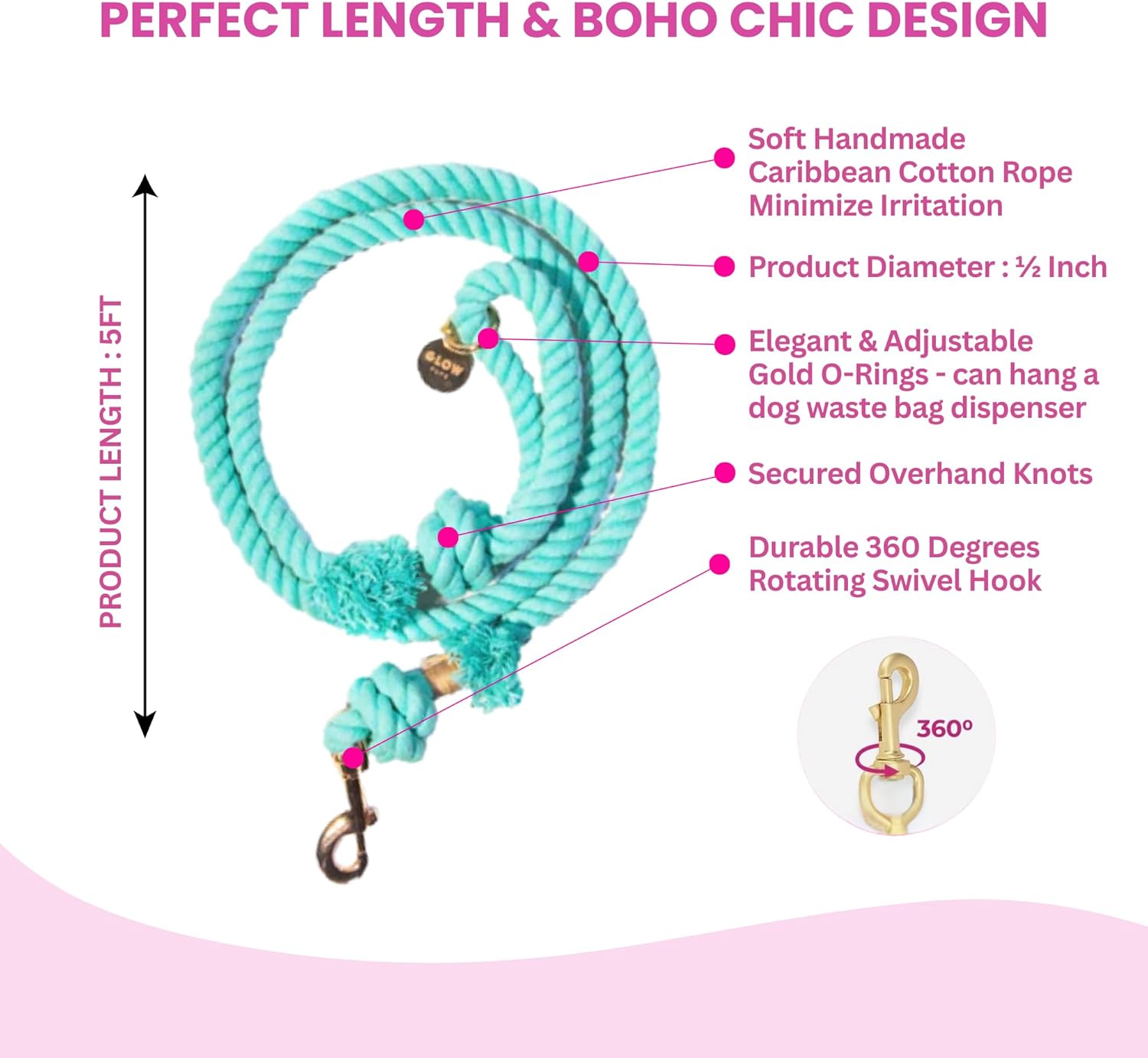 Glow Pups Ultimate Play & Walk Bundle: 7-Piece Interactive Sports Bag Toy Set & Handmade Caribbean Cotton Rope Leash (Orange)