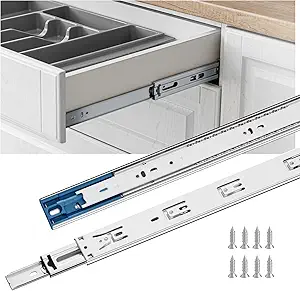 goldenwarm 10 Pair Soft Close Drawer Slides 22 Inch – Heavy Duty Full Extension Drawer Glides, Ball Bearing Side Mount Cabinet Rails, 100 LB Capacity Smooth Quiet Close for Kitchen Furniture Drawers