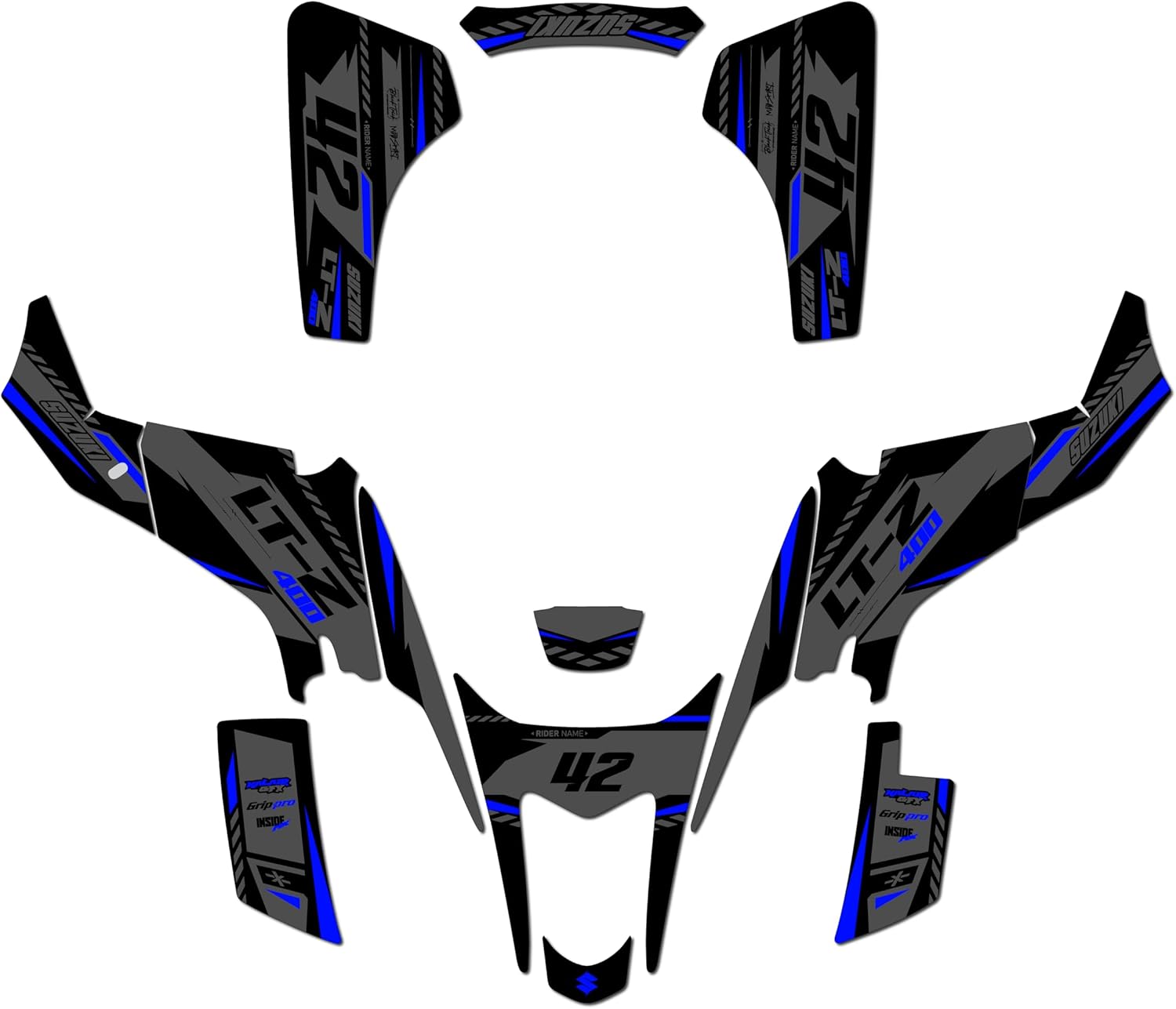 Graphics Kit for Suzuki LTZ 400 (2003-2008) Lethal Series Blue-Shift 16 Mil - ATV UTV Custom Racing Graphics Stickers Decals Kit, no-Plastics