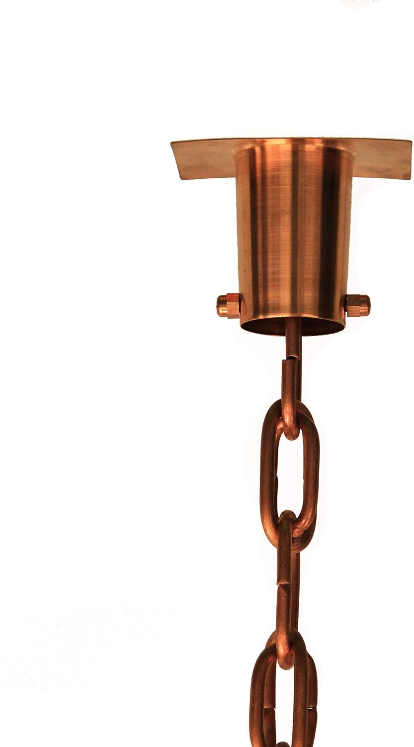 Large Copper Link Rain Chain with Installation Kit (10 Foot)