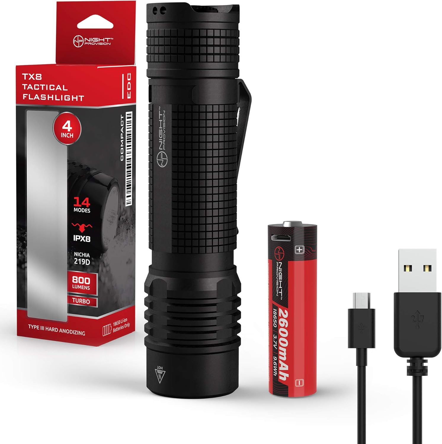 Provision TX8 Tactical Flashlight Rechargeable Photo