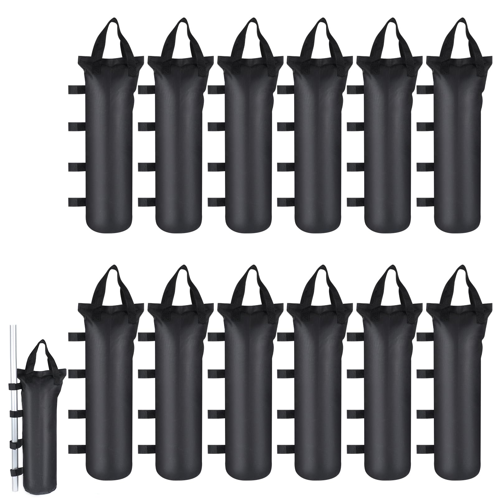 Photo 1 of 12 Pack Canopy Weight SandBags, 264 LBS Black Extra Large Heavy Duty Canopy Weights Sand Bags for Canopy Outdoor Advertising Sunshade Fixed Windproof Pop up Canopy Tent, Without Sand. ?