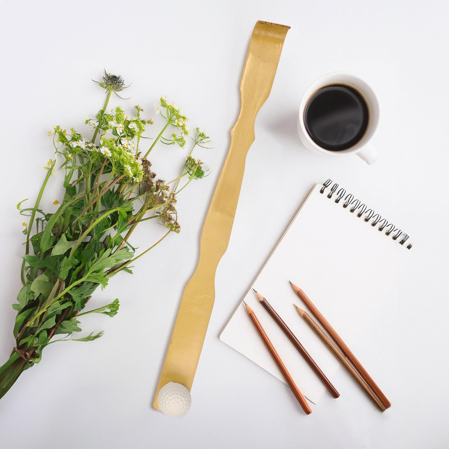 BambooMN Massager Tool, 4X Bamboo Mallet Bonger Backscratcher Plus 4X Metal Mallet Bonger (Set of 8)