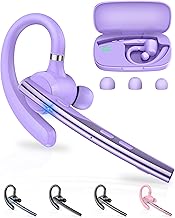 New Bee Single Bluetooth Headset V5.1 with 72 Hours of Talk CVC8.0 Mono Bluetooth Earphones with Dual Microphone with LED Charging Case for iPhone, Android and Laptop
