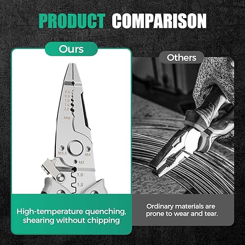 Miniatura 4 de Pelacables multiusos de 7 pulgadas, herramienta para pelar cables eléctricos multiusos de alta resistencia, pelacables 4 en 1 y herramienta de