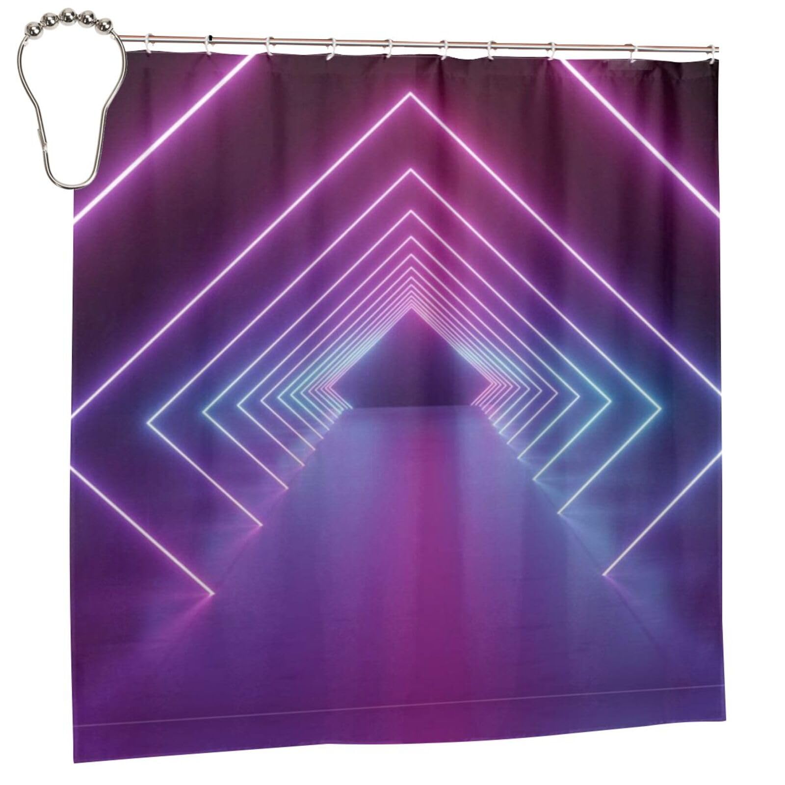 Rideau de douche imperméable motif tunnel néon tissu haute densité 183 x 183 cm