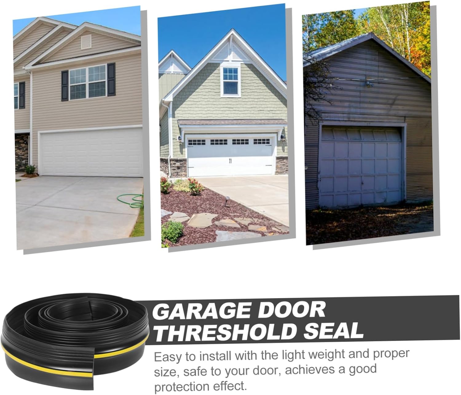 Garage Door Seal Strip Rubber Weatherproof Barrier Bottom Seal for Garage Door Sill Easy Install Windproof and Protection