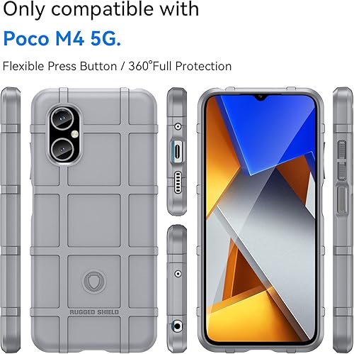 Miniatura 2 de Funda delgada para Xiaomi Poco M4 5G, resistente funda duradera con grado militar a prueba de golpes, gran agarre y cubierta protectora del lente de