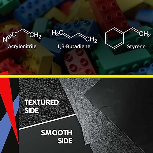 Miniatura 4 de 24"x48"x 1/4" (.250") Hoja de plástico ABS texturizado frontal liso trasero vacío formando termoformado negro