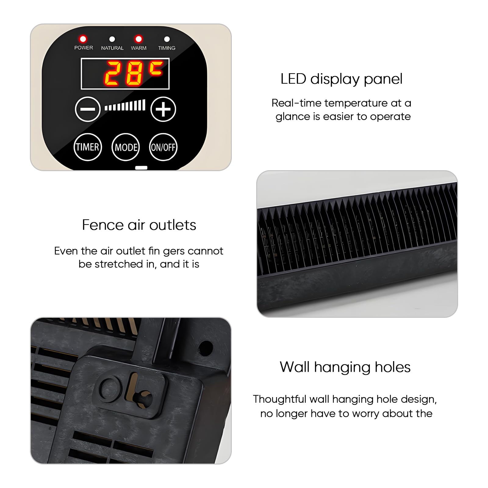 Ventilador De Pared Con Control Remoto,Portátil Climafy con Control Remoto,Aire Acondicionado De Pared Reversible Split,Sin Unidad Exterior,Temperatura Constante Inteligente, Para Hogar O Oficina (D)