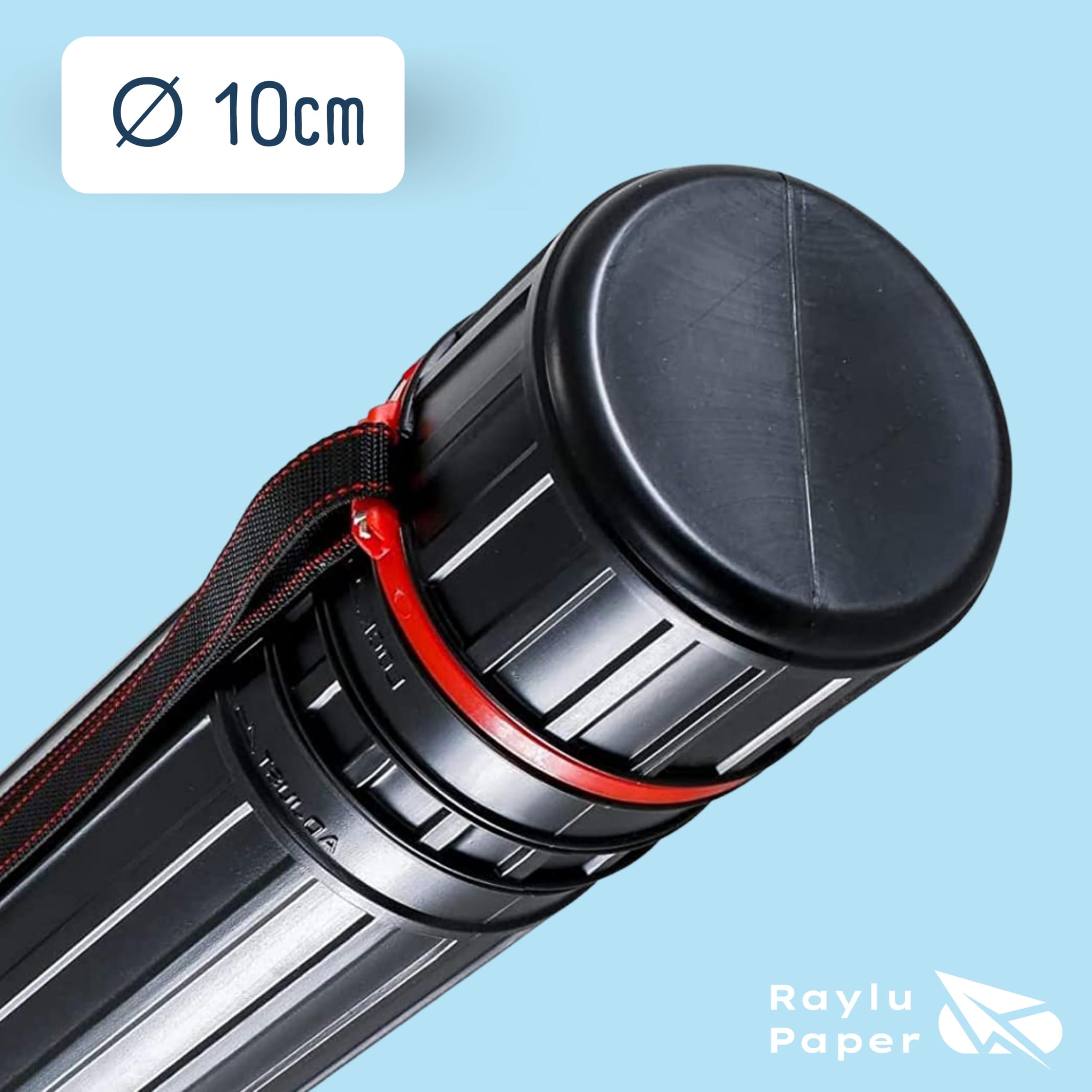 RAYLU PAPER - Tubo Portadisegni, tubo di plastica estensibile per conservare piani, tele e poster, tubo portadocumenti con tracolla per artisti, lavoro e università (78-135 cm)