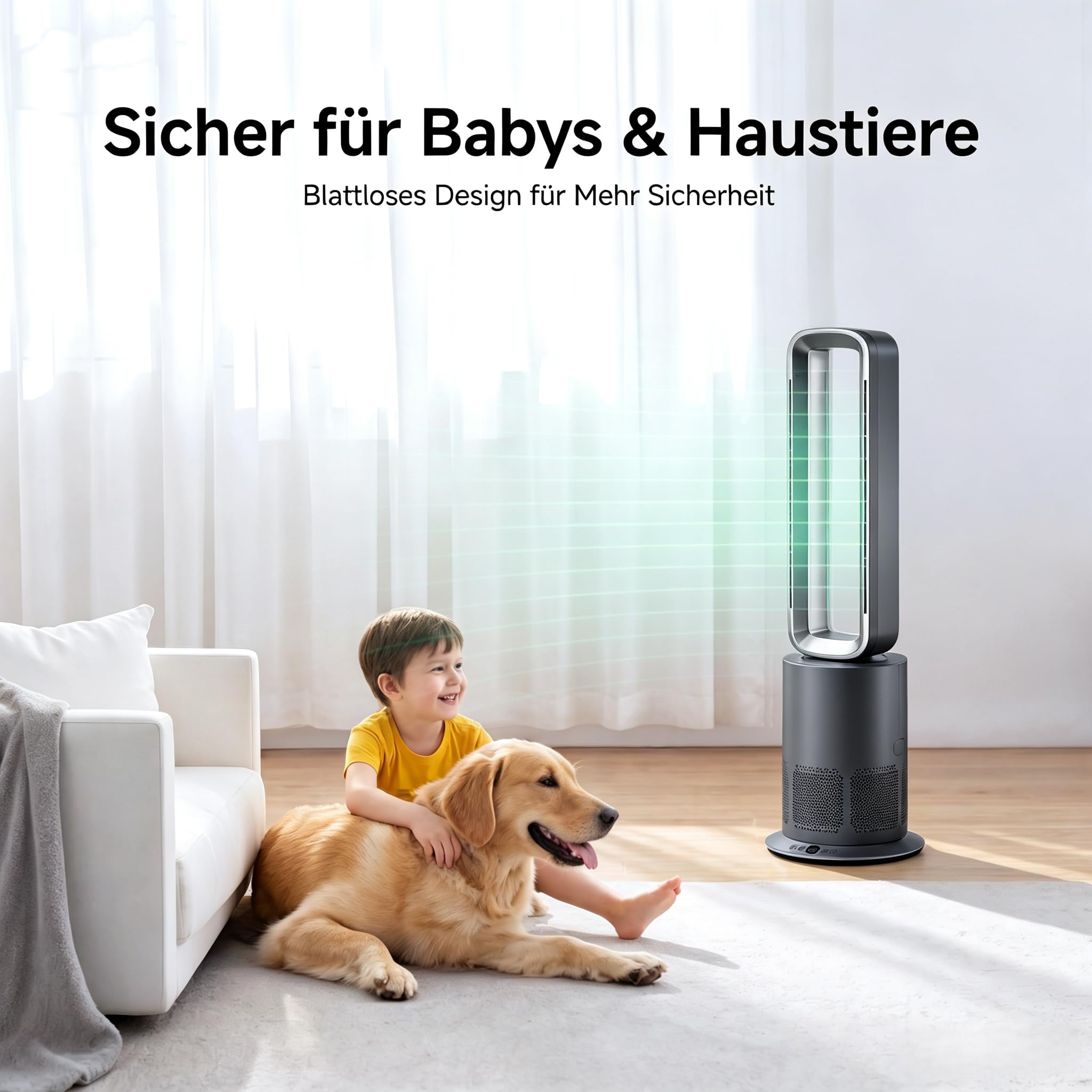 TP09Pro Turmventilator mit Heizfunktion & Luftreiniger, Grau