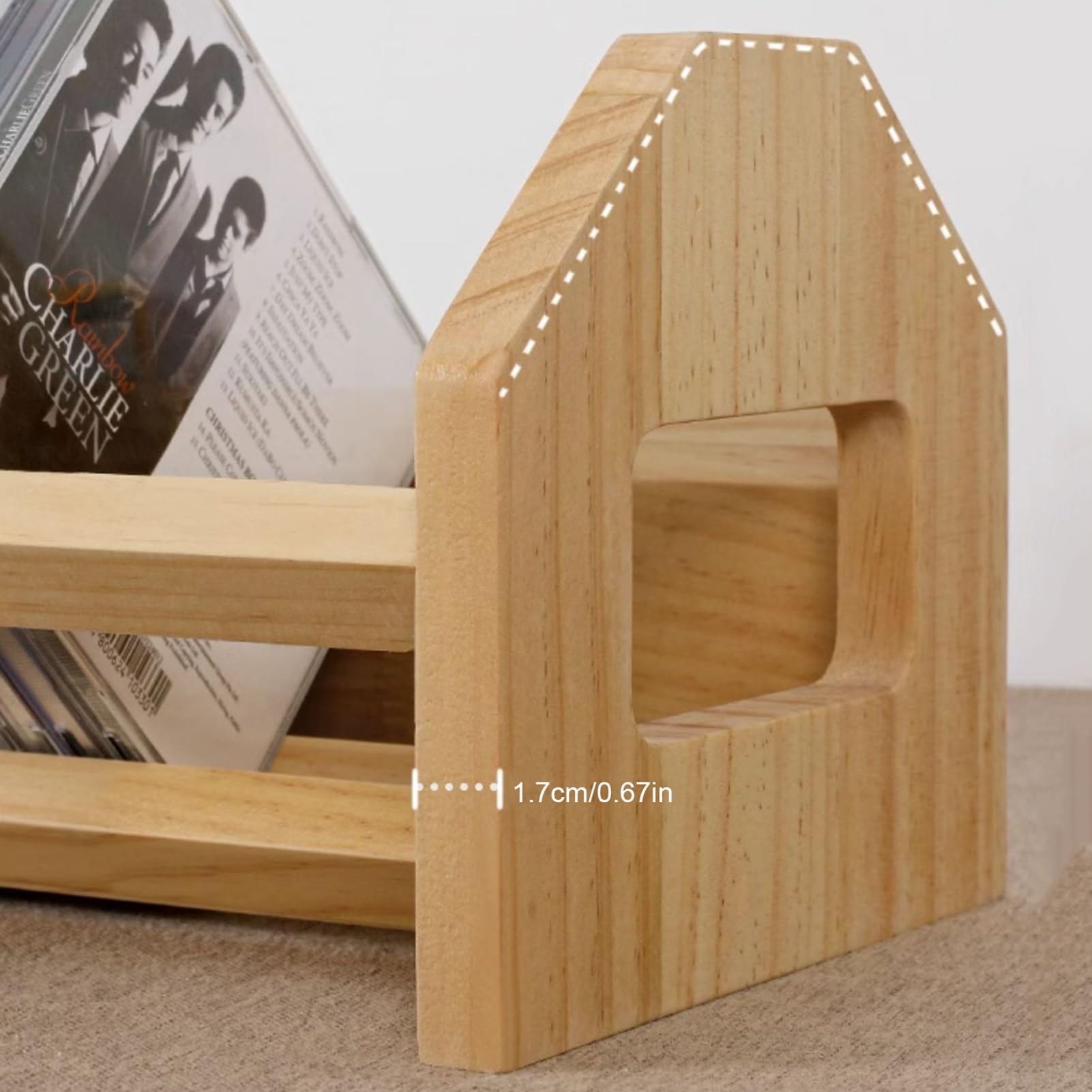 Supporto per CD in pino naturale, 43,4 x 19,1 x 17 cm, per DVD e dischi di gioco, per gioielli, nessun montaggio richiesto, ideale per collezioni musicali e film