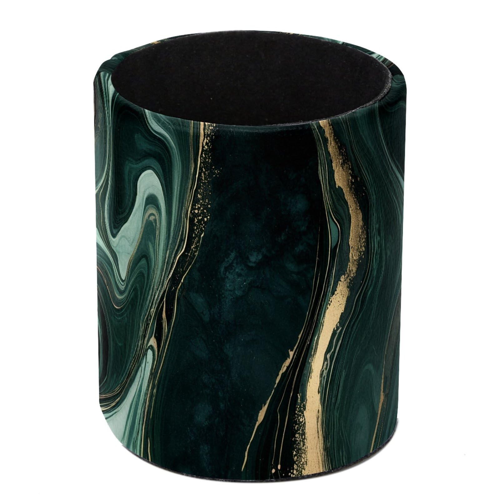 HEOEH Green Marble Pen Holder for Desk, PU Leather Pencil Holder Pen Cup Marker Holder Makeup Brush Holders, Desk Accessories & Workspace Organizers for Home, Office