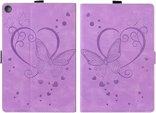 Tablettskydd For Kindle Fire HD 8 Tablet 2018/2017/2016 Case 8th / 7th 6th Butterfly Embossed Folding Stand Protective Cover Shock Fold Pu Läder Flip Card Slot Pc Fall(Mor)