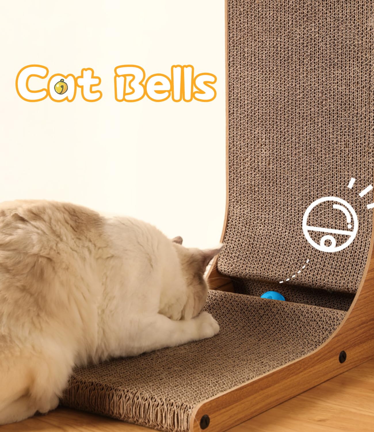 Tiragraffi Per Gatti A Forma Di L - Alto 60 Cm Con Palla Giocattolo Per Pareti E Angoli - Foto 3