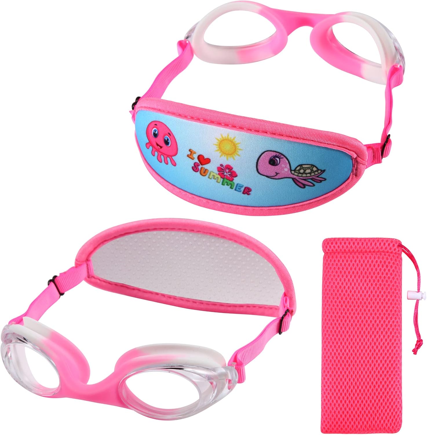 Kids Swim Goggles Age 2-6, Toddler Goggles No Hair Pull,Child Goggles Padded HeadBand (1pk Kids - Fun Sunmer) Thumbnail