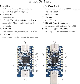 KLAYERS RP2350-USB-C Dev Board Dual-Core ARM/RISC-V 150MHz