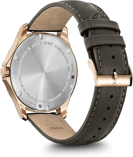 Miniatura 4 de Victorinox Alliance Ø40, esfera gris oscuro, bisel de oro rosa, correa de cuero marrón, Gris, Contemporáneo