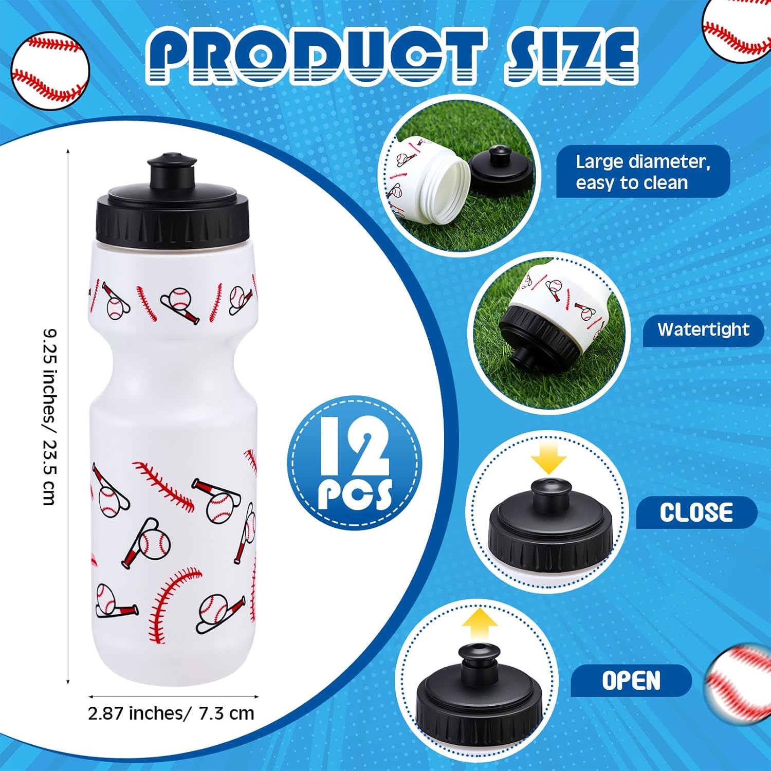 24 Pcs Baseball Party Favors Gifts, 24 oz Baseball Water Bottles Reusable Sport Squeeze Drinking Cup, Eat Sleep Drawstring Bag Sport Pack Cinch Sack for School Team Gift Event Accessories - Image 3