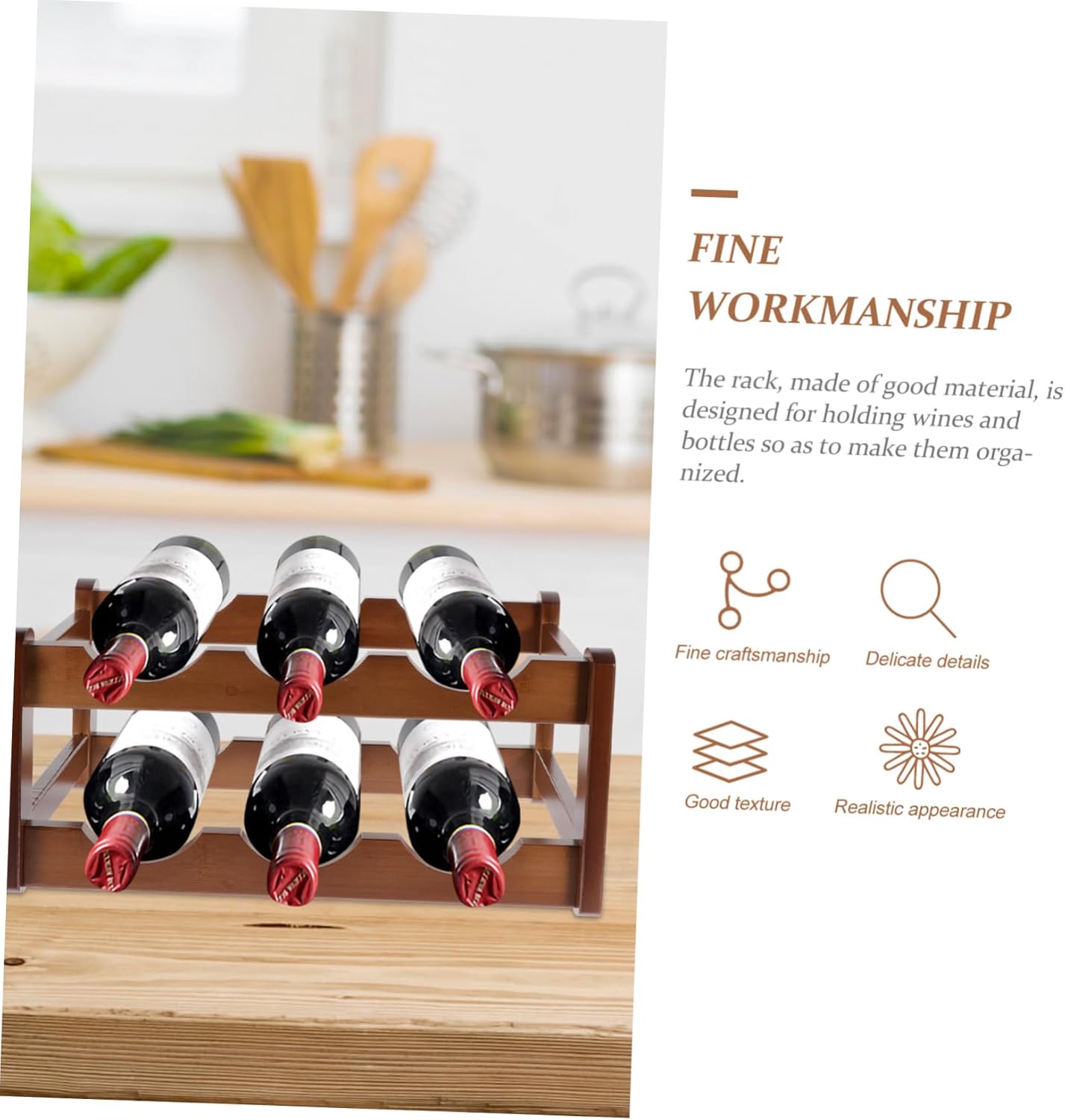 PRETYZOOM Hotel Wine Holder Countertop Wine Bottle Rack Bottle Capacity Non-Slip Base